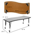 thumbnail image 5 of Flash Furniture Wren Mobile 26"W x 60"L Rectangle Wave Flexible Collaborative Grey Laminate Activity Table - Height Adjust Short Legs, 5 of 11