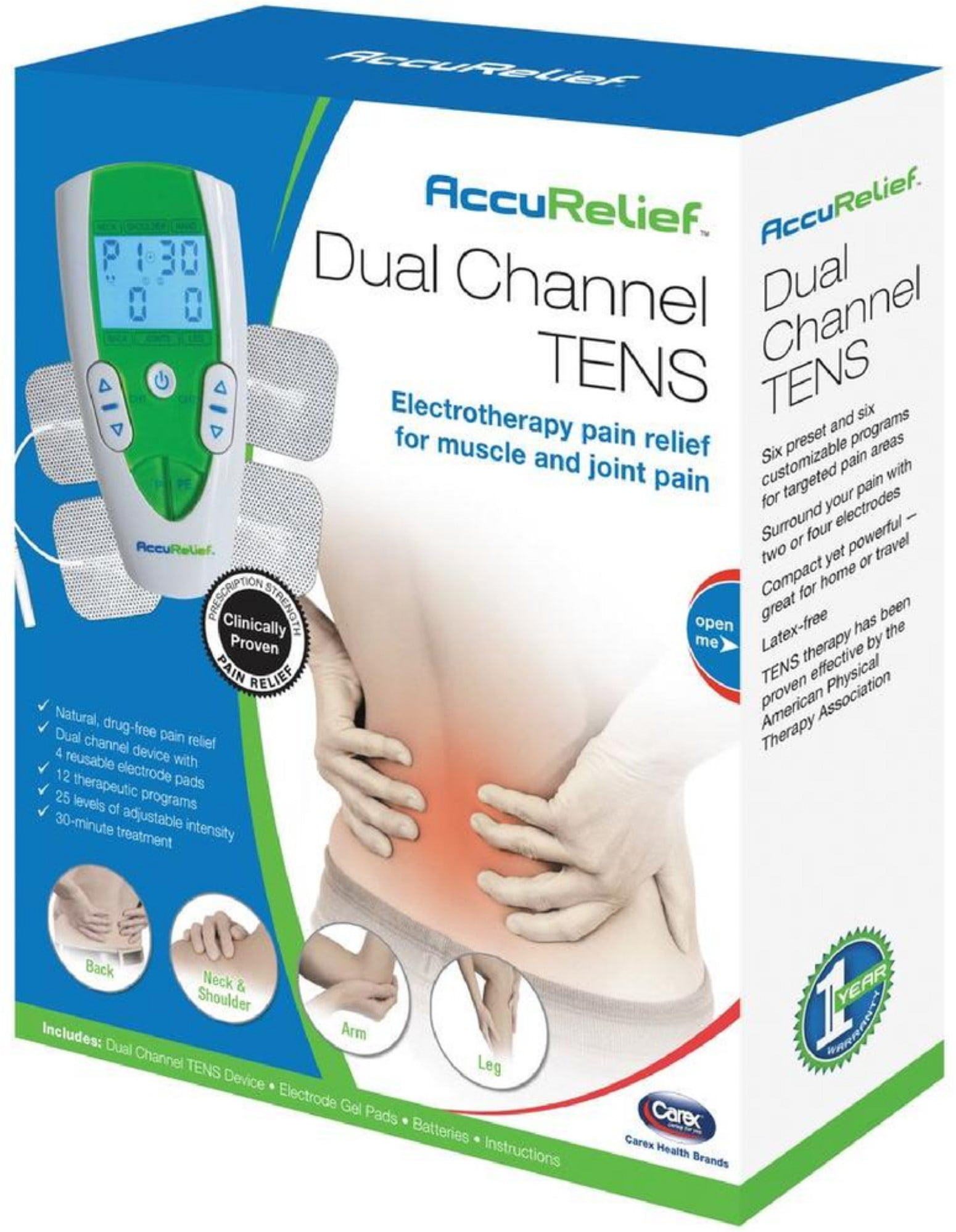 AccuRelief Dual Channel Pain Relieving TENS Unit