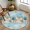 thumbnail image 2 of Round Area Rug 7 Ft, Beach Coastal Blue Washable Non-Slip Circle Carpet for Living Room/Bedroom, Nautical Shell Starfish Coral Summer Low-Profile Large Runner Mat Collection Rugs for Indoor, 2 of 8