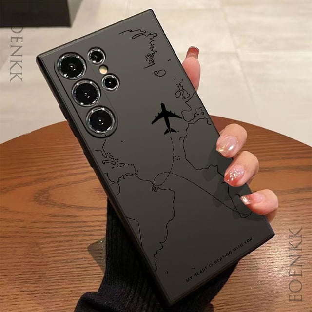 Funda de teléfono de gel de sílice para Samsung Galaxy, S25, S24 Ultra, S23, S22, S21, S20, Ultra FE Plus, Note 10, 20 Lite, ruta de avión