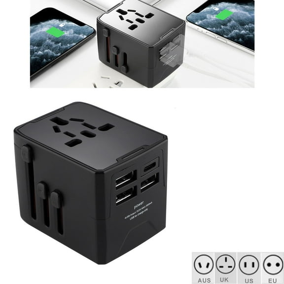 International Travel Adapter Voltage Converter Steps Down 220V to 110V for Cell Phones, Laptops, and Curling US to UK, Europe, Australia, and More Than 200 Countries