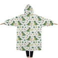 thumbnail image 2 of Oversized Wearable Blanket Hoodie,White Green Dinosaurs Floral Pattern Sherpa Blanket Hoodie with Super Pockets,Super Warm Fuzzy Pullover for Women & Men, 2 of 6
