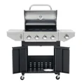thumbnail image 3 of Leuco 4 Burner BBQ Propane Gas Grill, 46,500 BTU Stainless Steel Patio Garden Barbecue Grill with Stove and Side Table, 3 of 11