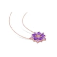 thumbnail image 3 of 4.75 Carat (Ctw) Amethyst & African Amethyst Floral Pendant Necklace in Rose Plated Sterling Silver with Chain for Women, 3 of 6