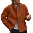 thumbnail image 3 of Women's Vintage Brown Tweed Jacket Coats Blazers, Solid Color Winter Warm Outerwear, Casual Daily Wear Work Office Travel Fashion Essential Gift for Women | Aestivo,Yellow L, 3 of 9