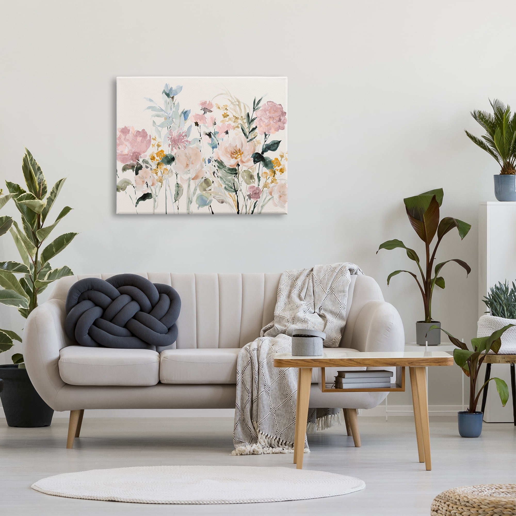 Stupell Industries Pastel Spring Flowers Botanical & Floral Painting Gallery Wrapped Canvas Art Print Wall Art, 40 x 30