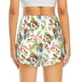 thumbnail image 4 of Xecao's Wild Exotic Birds And Flowers for a double-layer running short for women, perfect for gym, tennis, and more, featuring a convenient pocket., 4 of 9