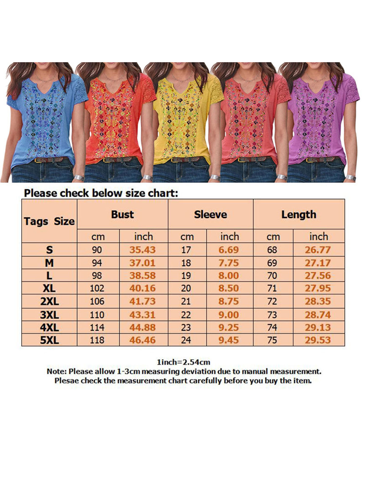 Women's Loose Basic Tee Shirt Summer Floral Print Vinrage Ladies ...