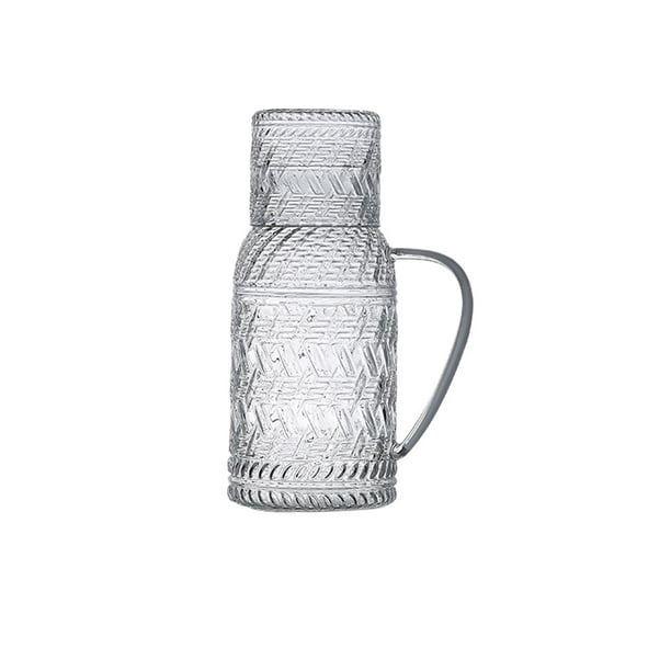 Jarra de agua de vidrio de 1,1 l con tapa, jarra de agua fría retro, tetera resistente a altas temperaturas for agua fría/caliente, té helado