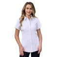 thumbnail image 2 of Siliteelon Short Sleeve Cotton Work Shirts for Women Basic Button Up Shirt, 2 of 7