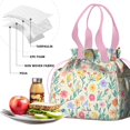 thumbnail image 4 of Pioneer Flower Drawstring Lunch Bag Women - Drawstring Lunch Bag Insulated for Work Office - Stain-Resistant Large Lunchbags for Women with Multi-Pockets, 4 of 6