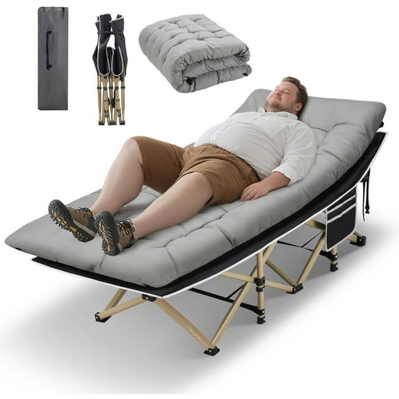 HABUTWAY Portable Camping Cot, Sleeping Cots for Adults, 28" Extra Wide Heavy Duty Folding Cot Max Load 600LBS with Thick Mattress, Portable Camping Bed for Outdoor Camp/Office, Home Nap