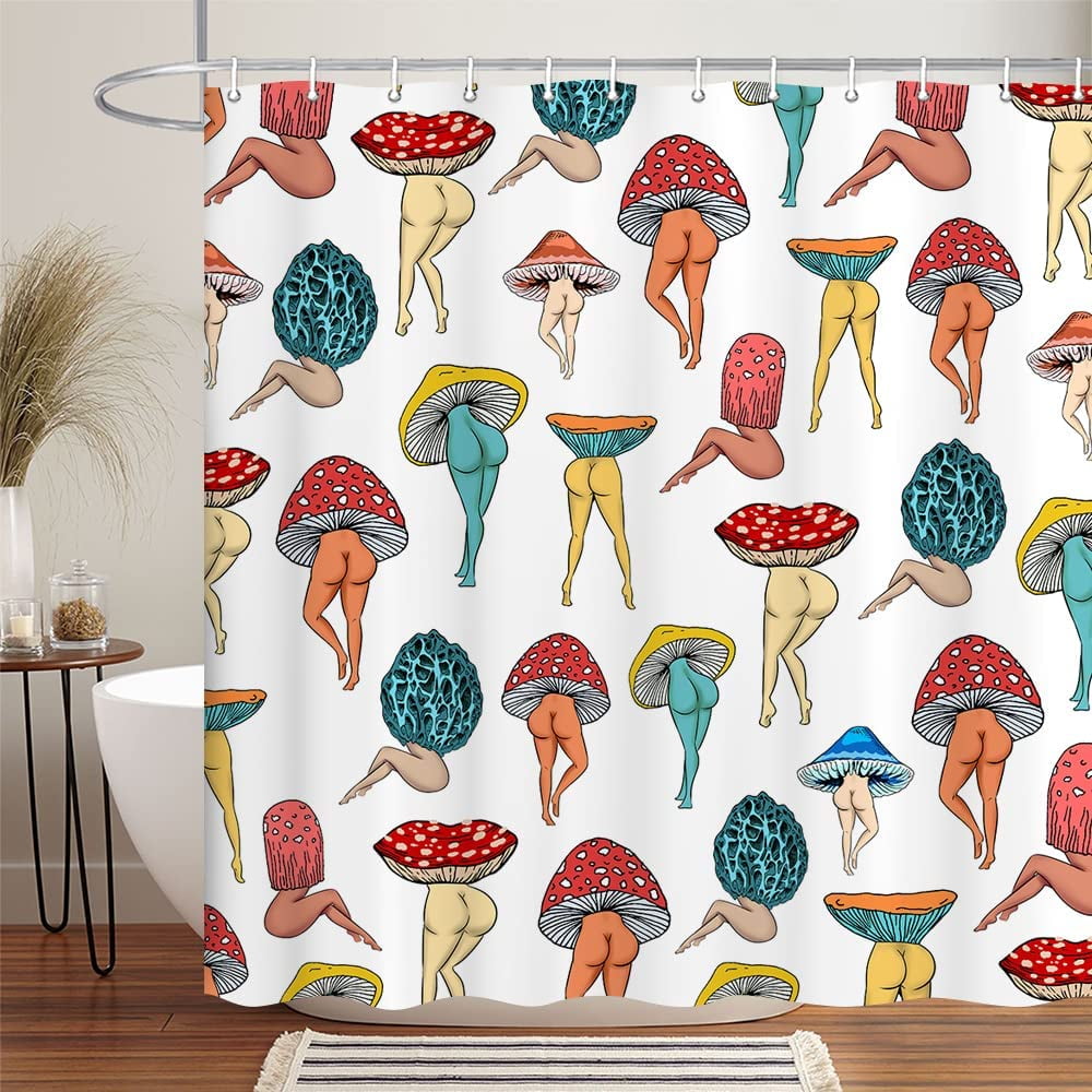 Mushroom Butt Shower Curtain, Kinds of Mushroom Butt Bathroom Curtain –  warmthone