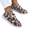 thumbnail image 7 of Holiday Low Top Walking Shoes For Women Halloween Ghost Pumpkin Print Elastic Lace Up Flat Canvas Casual Footwear Red 41, 7 of 7