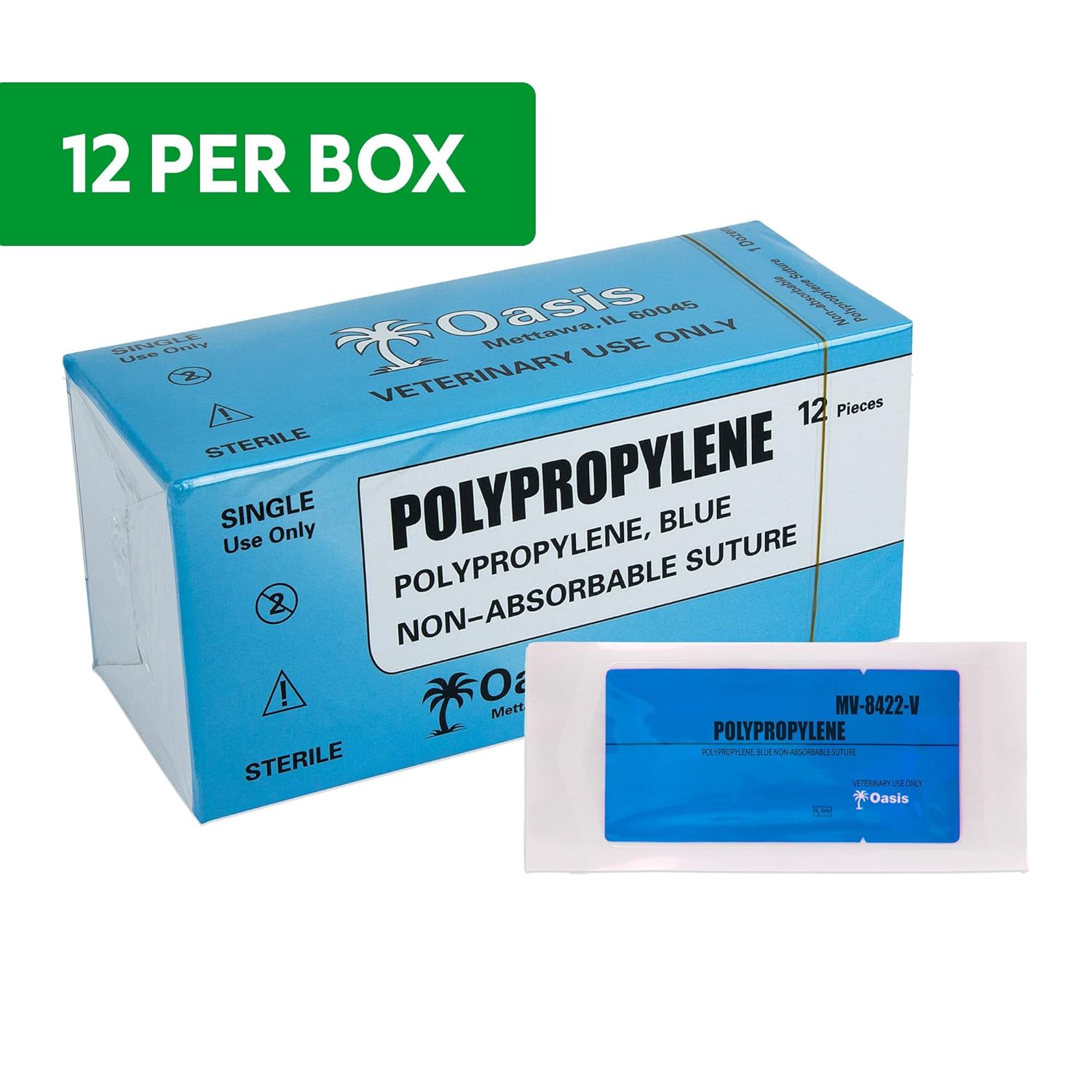 Oasis Polypropylene Surgical Suture, 3-0, (CT-1) 1/2 37mm Round Bodied Needle, 75cm, 12/Box, Veterinary Use