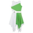 thumbnail image 2 of iiniim Girls Kids Sequins Ballet Asymmetric Lyrical Praise Dance Liturgical Metallic Color Block Modern Dress Light Green 14, 2 of 7