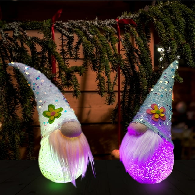 Fiudx Gnomo de Pascua, Muñeco Iluminado Sin Rostro, Brillo Cálido para Decoración Del Hogar, Adorno Festivo, Funciona con Pilas, Poliéster y Plástico, Juego de 2 Piezas