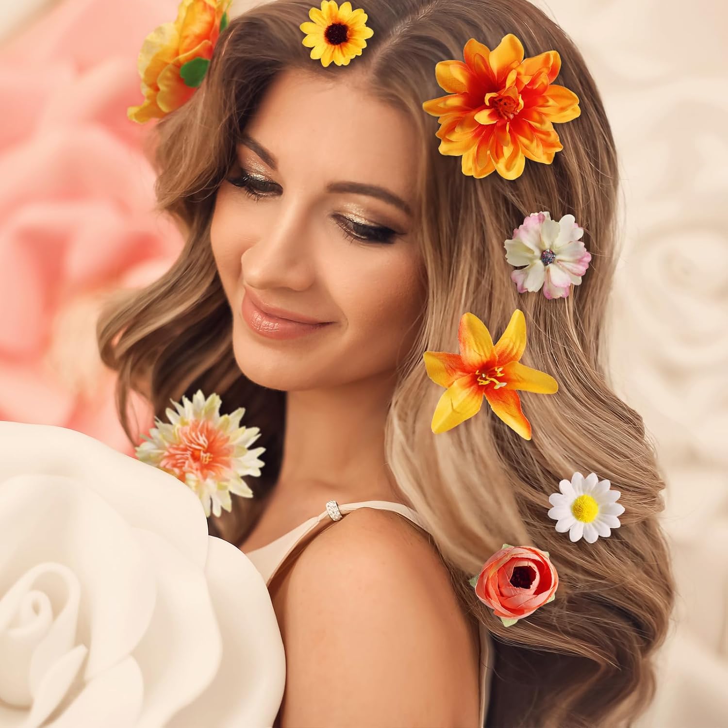 36 Pack Flower Hair Clips Rose Hair Accessories for Women  Bride Flower Claw Clip Side Hair Clip Hairpin Brooch Pin Headpiece for Girls Wedding