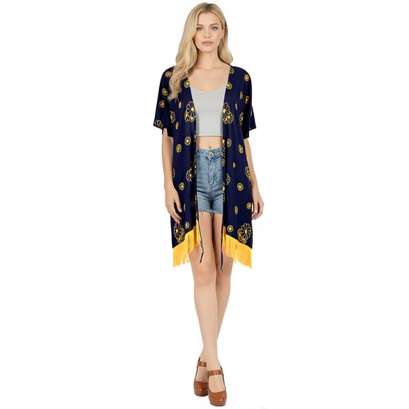 HAPPY BAY Women's Summer Beach Front Open Maternity Beachwear Duster Kimono Cardigan XL-XXL Blue, Floral