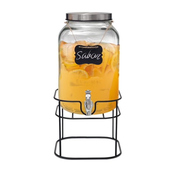 Dispensador de Bebidas Vintage VITTORI Vitrolero de Agua de Vidrio con Tapa 8 Litros