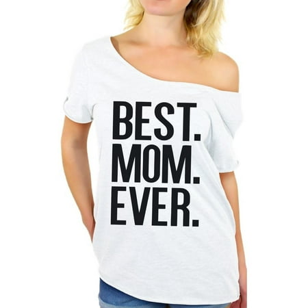 Awkward Styles Women's Best Mom Ever Graphic Off Shoulder Tops T-shirt Mother's Day