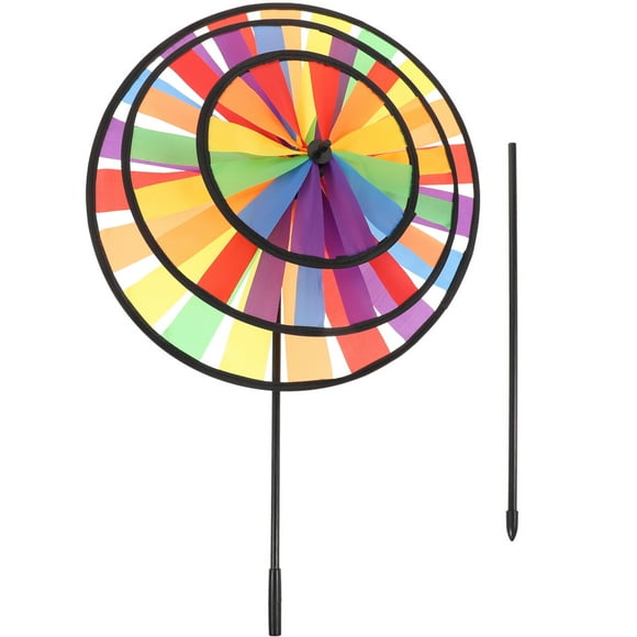 1pc Colorful Rainbow Windmill Cloth Toy Large Three Layers Rotary for Garden Yard Decoration