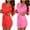 Hot Pink, variant on 2 Pack Women Short Satin Wrap Robes, Long Sleeve V Neck Belted Nightgown, Elegant Ladies Home Spa Sleep Loungewear Purple One Size