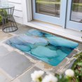 thumbnail image 2 of Teal Blue Marble Doormat Outdoor Entrance 18"x30", Modern Abstract Art Marble Crack Absorb Moisture Dirt Door Mats, Non-Slip Rubber Backing Floor Mats Indoor, Low-Profile Front Door Rugs, 2 of 9