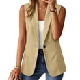 thumbnail image 2 of Admvng Blazer Vest for Women Textured Lapel Slim Casual Business Solid Sleeveless Suit Gilet, 2 of 7