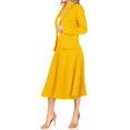 thumbnail image 4 of Women's Two Piece Set Solid Long Sleeve Casual Blazer Relaxed A-Line Midi Skirt, 4 of 7