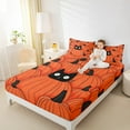 thumbnail image 4 of Manfei Funny Black Cat Twin Sheet Sets, Cartoon Pumpkin Twin Fitted Sheet, Happy Halloween Thanksgiving Day Flat Sheet, Luxury Bedroom Decor 3-Piece, 4 of 7