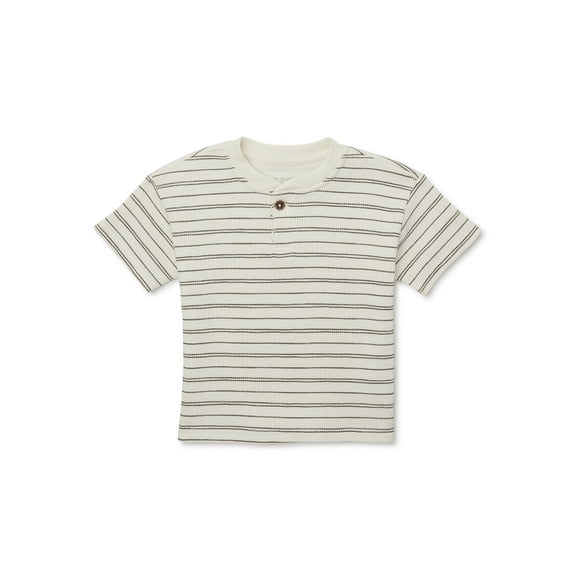 easy-peasy Toddler Boy Short Sleeve Waffle Henley T-Shirt, Sizes 18M-5T