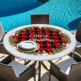 thumbnail image 6 of Christmas Round Tablecloth, Fitted Table Cover with Elastic for 36"-44" Round Tables, Xmas Snowman Snowflakes Pine Trees Red Plaid Table Cloth Outdoor Indoor Dinning Party Waterproof Tablecloths, 6 of 7