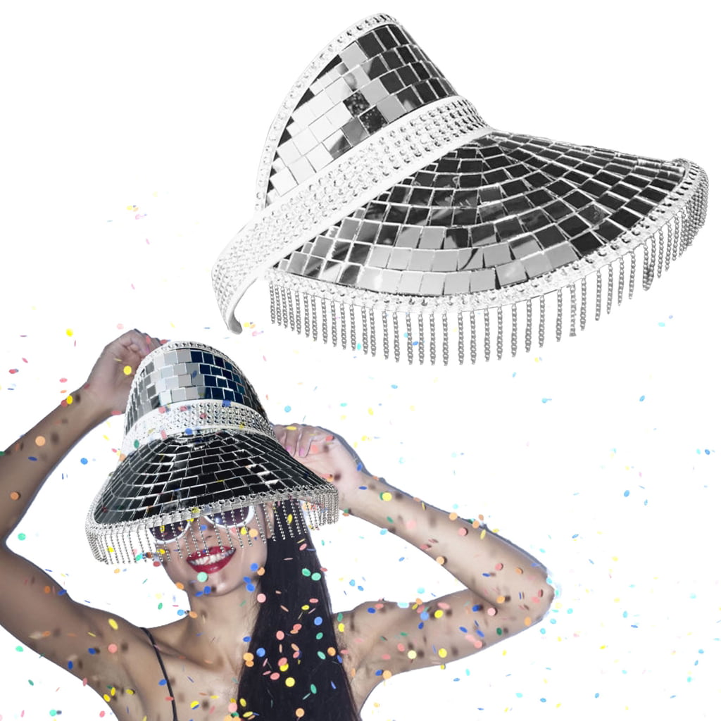VIEGINE Glitter Mirror Disco Bucket Hat Disco Ball Hats for DJ Sequins  Bucket Hat 