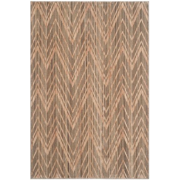 SAFAVIEH Infinity Foliage Chevron Polyester Area Rug, Taupe/Beige, 9' x 12'