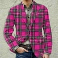 thumbnail image 5 of Zimjoy Mens Plaid Sport Coats Casual Slim Fit Corduroy Suit Jacket Vintage One Button Checkered Blazer Business Work Office Blazers Jackets Birthday Party Sport Coats, Purple Pink 3XL, 5 of 5