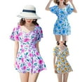 thumbnail image 2 of Jesscasday Women Ruched Piece Bathing Suit Fashion Floral Print Swimwear Skirt Tummy Control Swimdress for Water Parks, 2 of 17