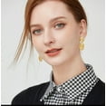 thumbnail image 2 of Clip on 1 1/2" small gold hammered dangle odd shaped earrings, 2 of 4