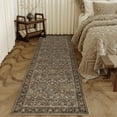 thumbnail image 3 of 2x12 Runner Rug - Brown Floral Pattern with Non-Slip TPE Backing, 3 of 7