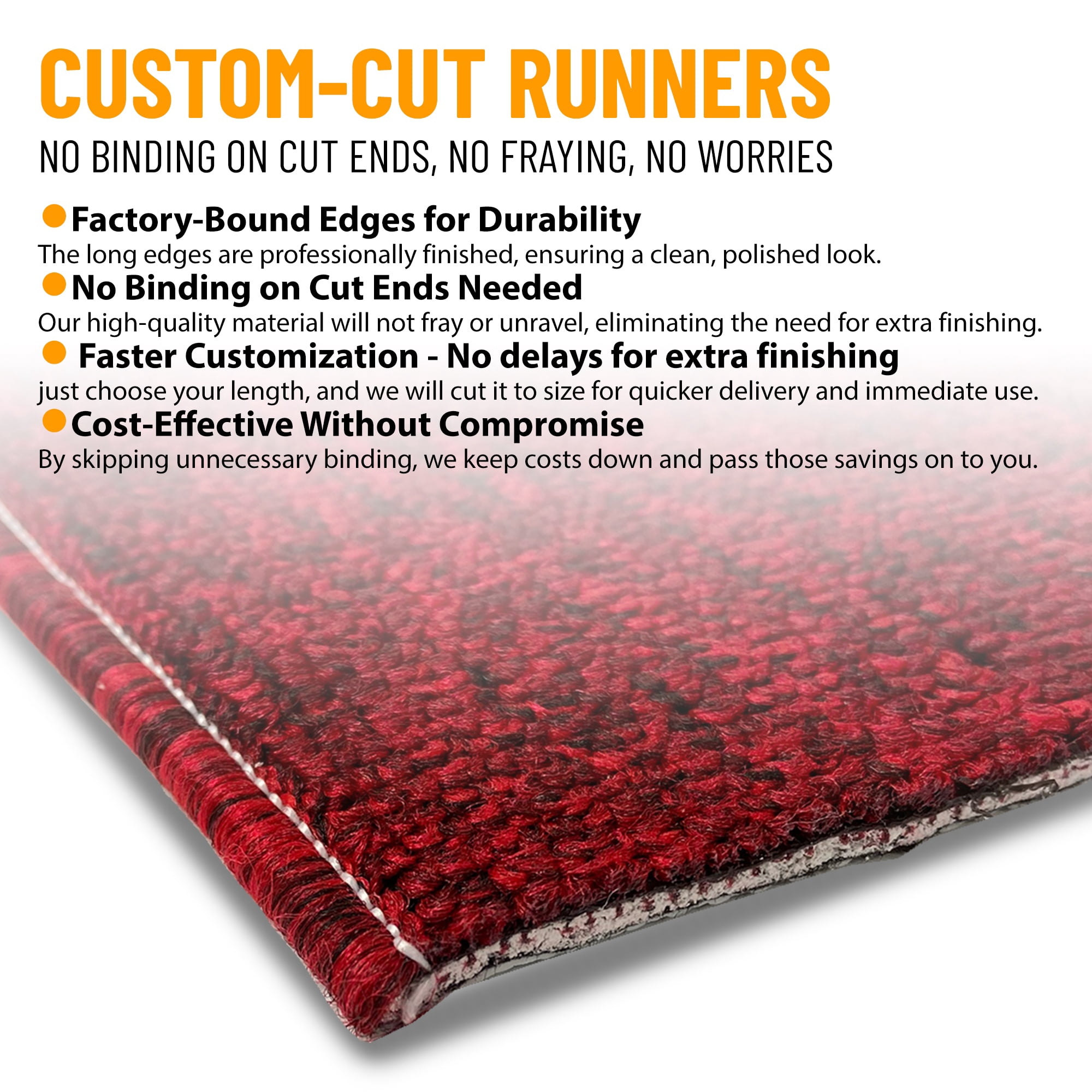 Ottomanson Extra Long Hallway Runner Rug 2x24 Non-Slip Rug for Kitchen or Bedroom, 1'10" x 24', Red