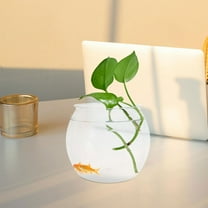 Hemoton Plastic Round Fish Bowl Transparent Fish Tank for Desk Ideal for Small Fish and Turtles Unbreakable Design for Safe and Stylish Home or Office Decor