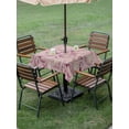 thumbnail image 4 of Outdoor Tablecloth with Umbrella Hole for Patio/Picnic/Party/Camping, Coastal Pink Conch Waterproof Table Cloth Square Cover Washable, Vintage Summer Beach Shells Marine (54"x 54"), 4 of 9