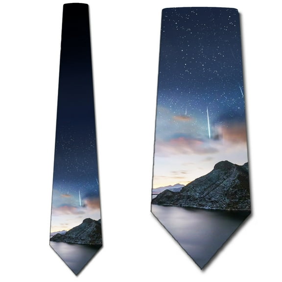 Space Ties Mens Meteor Shower Night Sky Necktie by Three Rooker