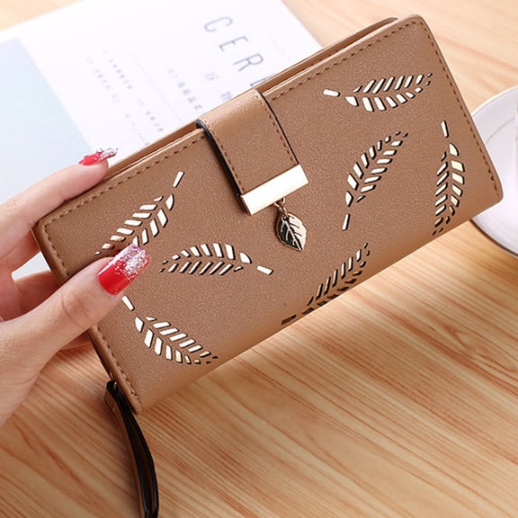 LOLIPPYY Slim Wallet Women Clutch Wallet Elegant Clutch PU 1Pack for Card Storage Light Brown