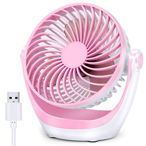 for Home Office Bedroom 5.1 Inch Table Fan with Strong Airflow Quiet Operation Adjustable Tilt Battery Operated Portable Desktop Fan with 3000 mAh Battery White SmartDevil 2020 New Desk Fan