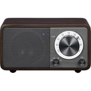 Sangean WR-7DK Wood Cabinet Mini Bluetooth Speaker with FM Radio Tuner and Aux-in Dark Cherry/Wood