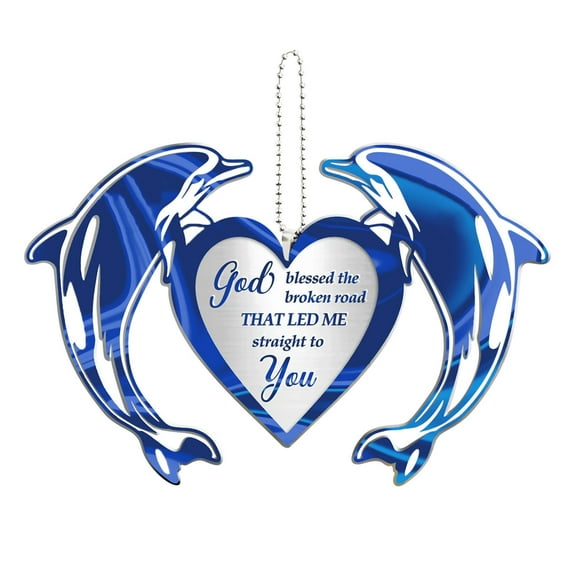 SDJMa Love Heart Hanging Ornament, Cute Animal Dolphin Customized Hanging Pendant for Car Rearview Mirror Backpack Keepsake Decor, Acrylic Crafts for Valentine's Day