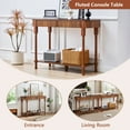 thumbnail image 3 of YOCWO Roman Column Console Table, Fluted Sofa Table with 2 Drawer and Open Shelf for Storage, Mid Century Modern Entryway Table for Living Room Hallway, Walnut, 3 of 6