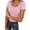 Pink, variant on Women's Short Sleeve Lace Trim Ribbed Top Casual Basic Tee Spring Trendy