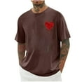 thumbnail image 2 of Momasggi Big and Tall Graphic Tees for Men Loose Fit Drop Shoulder Short Sleeve Shirt Fashion Heart Print Crewneck T-Shirts Casual Summer Tshirts Coffee S, 2 of 4